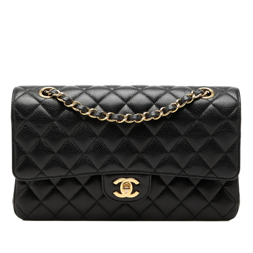 Chanel Coco Mark Matelassé 25 Double Flap Chain Shoulder Bag A01112 Black Gol...